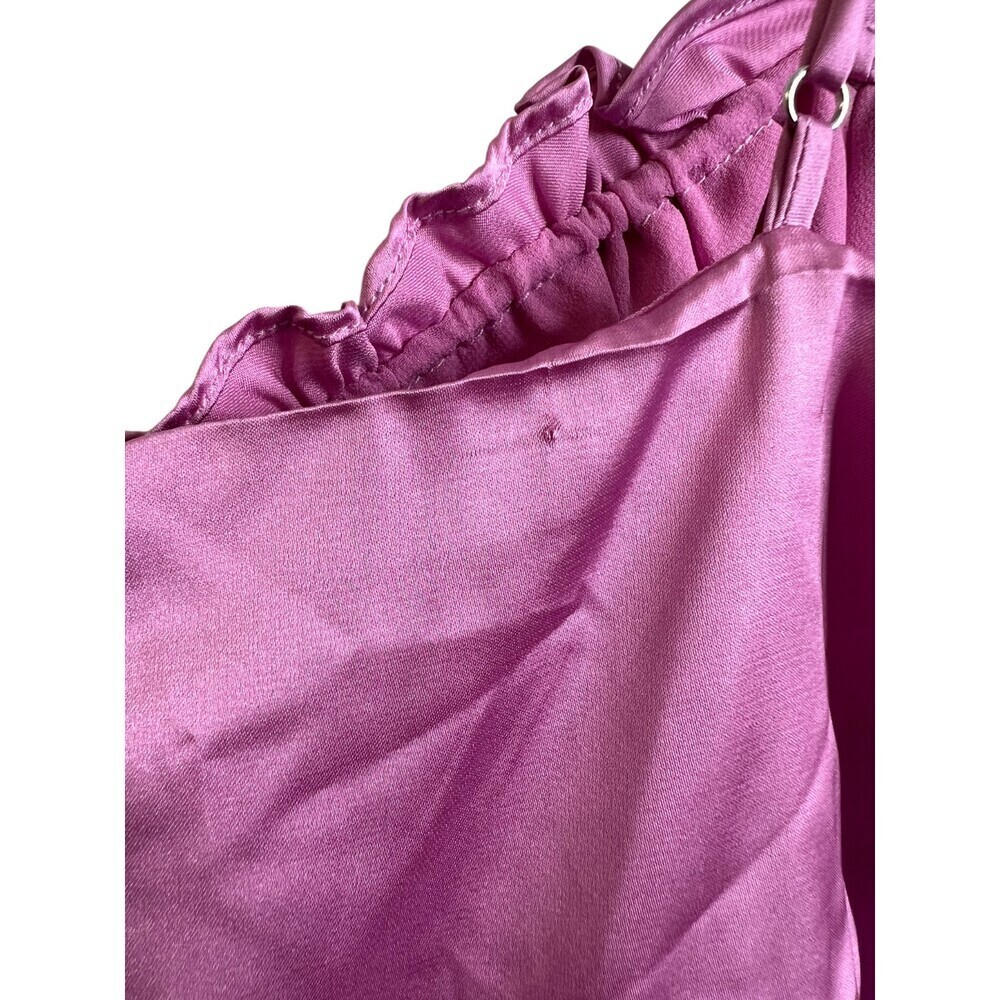 ASTR The Label Orchid Pink Satin Mini Dress Ruched Tie Front Size XL NWT - Picture 3 of 6